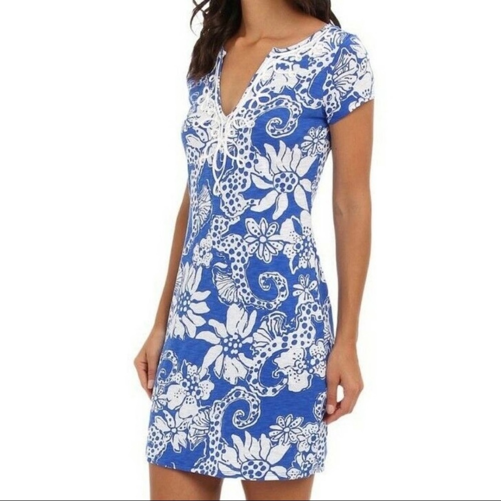 Lilly Pulitzer Brewster Dress Deep Sea Blu Quahog Chowdah NWT